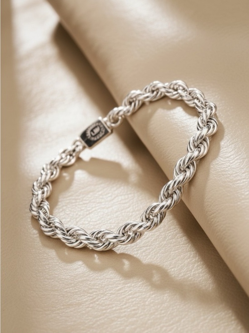 LRV MEXICO VINTAGE 925 Sterling Silver Twisted Rope Link Bracelet 7.5" Ex Cond